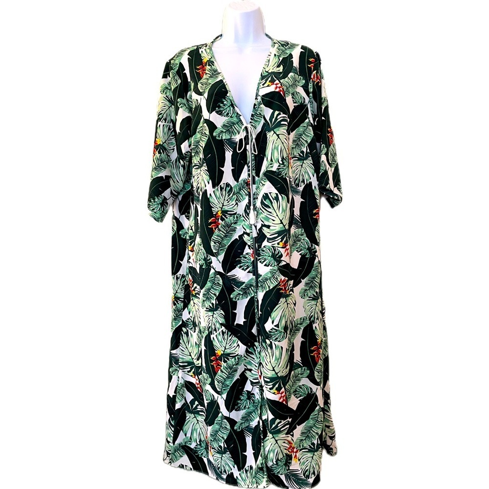 Rachel Zoe Kimono in Gorgeous Tropical Green Print. One Size.